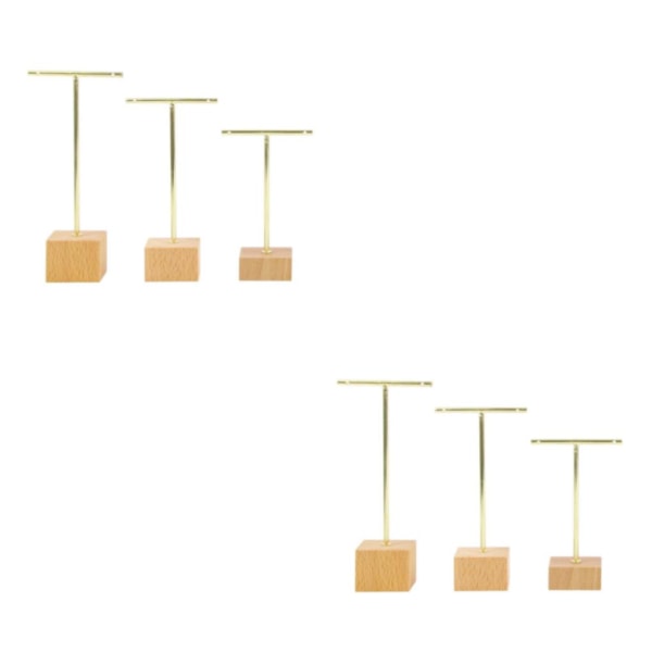 1/2/3 metall smycken T-Shape örhängen Display Rack Stativ Gold 4 x 4 x 14cm 2Set
