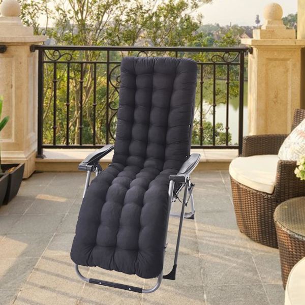 Bekväm polyester trädgårdsfåtöljskudde förtjockad matta Black 48*155*8cm