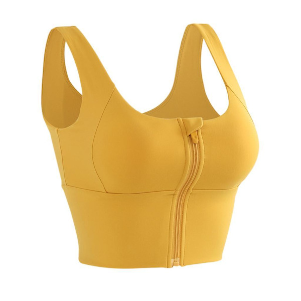 1/2/3 Womens Front Zip Sport BH För bekväma vadderade Shapewear Yellow L 1Set