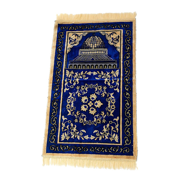 Muslimsk bönematta Eid Broderi Gobeläng Matta Halkfri matta Blue 110x70cm