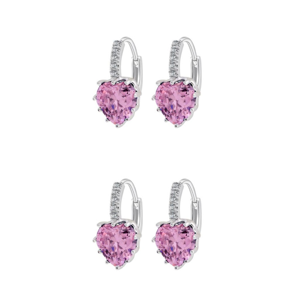 1/2/3/5 Lyx Hoop örhängen för kvinnor Hjärtformad strass style 4 2Set
