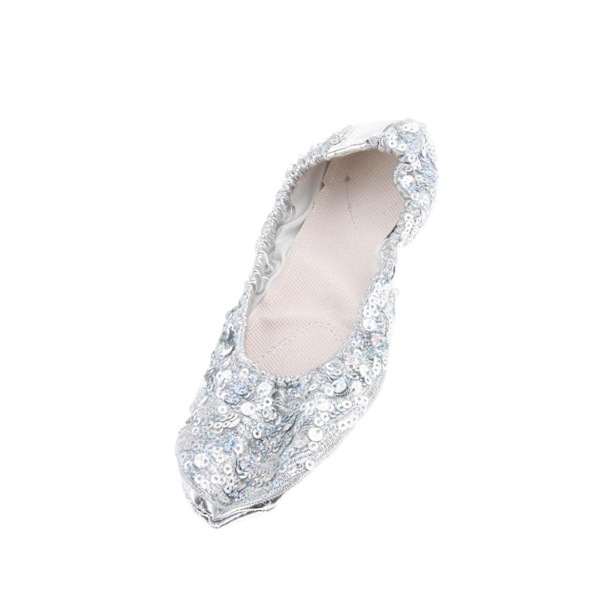 1/2/3/5 Kvinnor Tjej Magdansskor Non- För slip Soft Soles Silver M 1Set