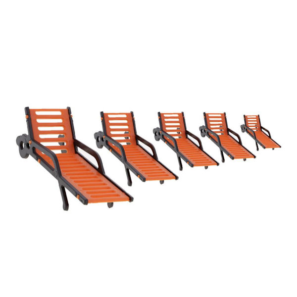 1/2/5 10 stycken Plast Strandbänk Solstolar Modell Landskap orange, black 1:6 1Set