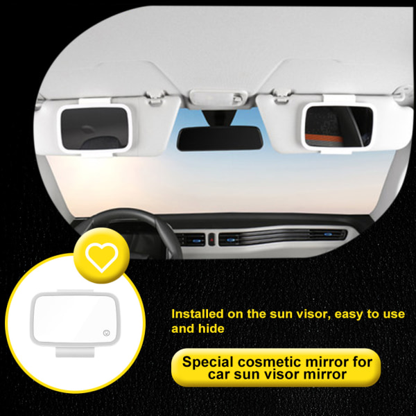 Uppladdningsbar bilspegel med LED-ljus Solskyddssminkspegel 965f | Fyndiq