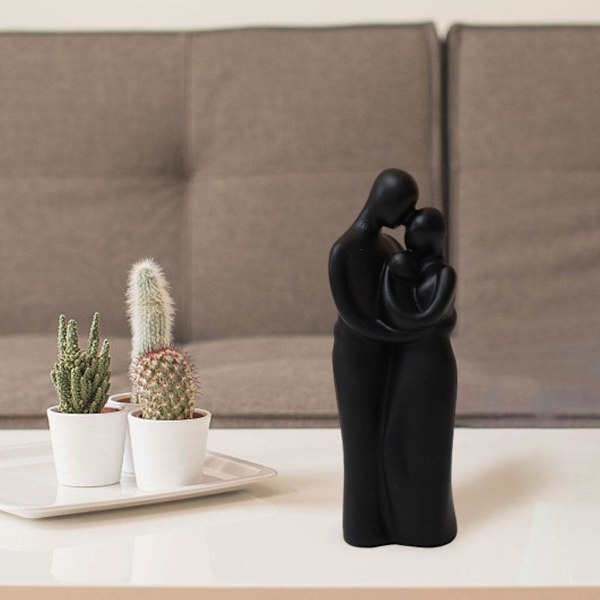 1/2 Resin Familj Par Statyett Skulptur Skrivbordsdekoration Family Black Medium 1Set