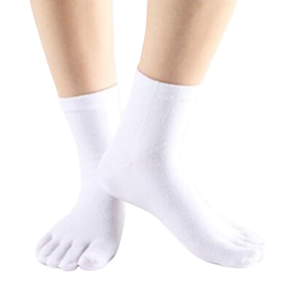 1/2/3/5 1Par För Comfy Five Toe Strumpor Bomull High Crew Sock White 1Set