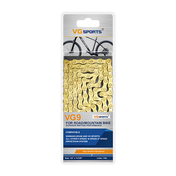 1/2/3/5 Lätt att installera Bred kompatibilitet cykelkedja för gold 9 Speed 1Set