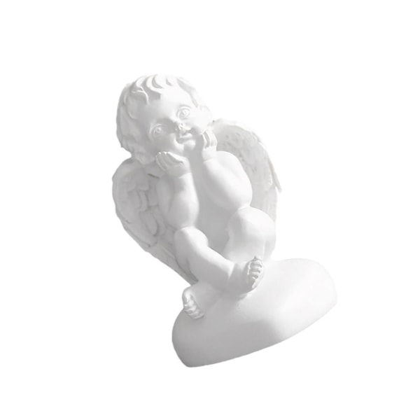 1/2 Resin White Angel Staty Desktop Decor Collection Window holding face 1Set