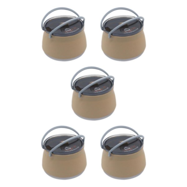 1/5 hopfällbar Camping Silikon Cook Pot Travel hopfällbar vattenkokare Khaki 5PCS