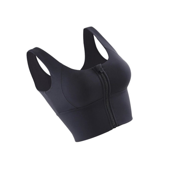 1/2/3 Womens Front Zip Sport BH För bekväma vadderade Shapewear Black S 1Set