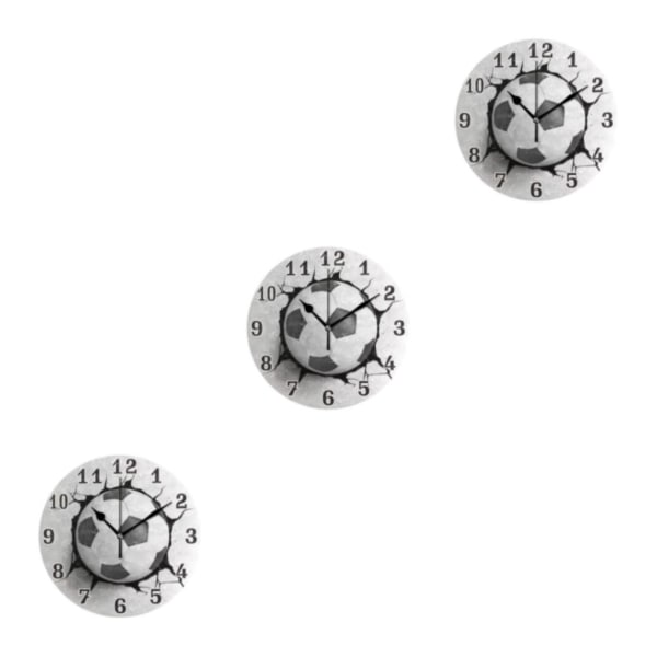 1/2/3 Sport Fotboll Ball Print Rund Akryl Väggklocka Tyst 3Set
