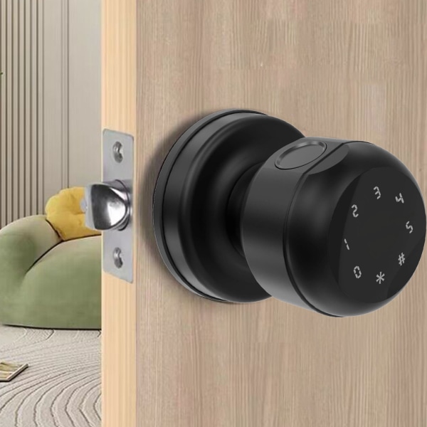 Kraftfull och säker smart dörrknopp med 4 upplåsningsmetoder black