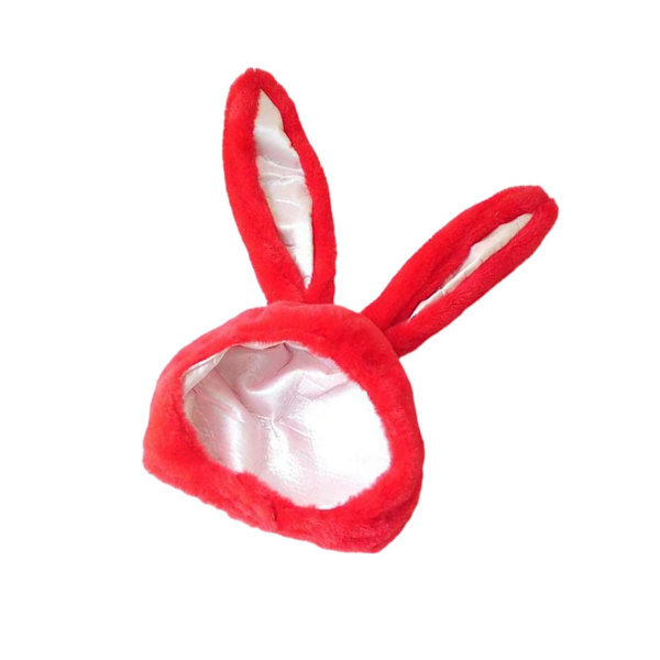 1/2 Cotton Bunny Ears Huvhatt för selfie jul Red 21.65x11.02 Inch 1Set