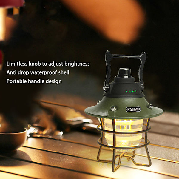 1/3/5 metall LED hängande justerbar tältljus ficklampa USB type2 1 Pc