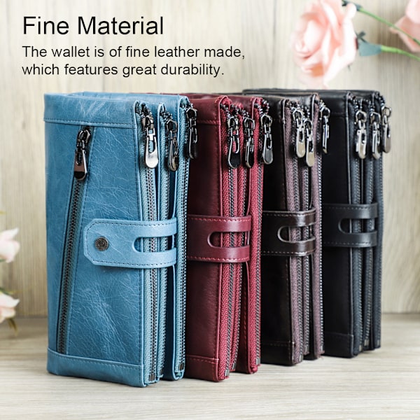 1/2/3/5 Läder Damplånbok För Zipper Pocket Snygg plånbok Wine Red 1 Pc