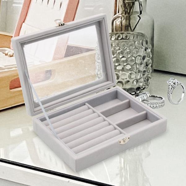 1/2/3/5 Stapelbar smyckesbricka Multipurpose Portable Velvet för Gray 7.87 Inchx5.91 Inchx1.89 Inch 1Set