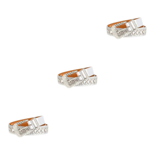 1/2/3/5 Rhinestones Bälte Mode PU Läder Kristallbälten White 105cm 3Set