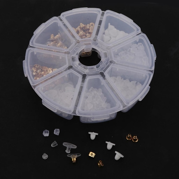 1/2/3 Boxed Earring Back Örhänge Backing Kit 550st 10 stilar gold 400 Pcs 8 Style 1Set