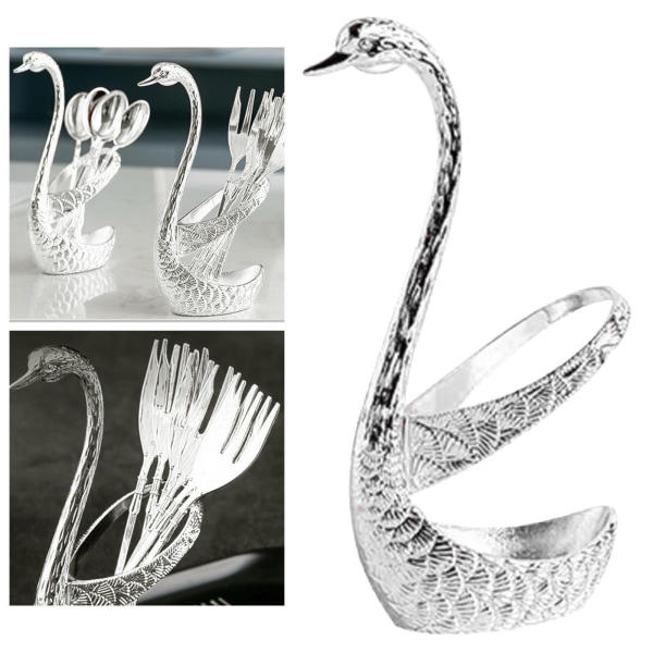 1/2/3/5 Dekorativ Swan Base Hållare Kaffeskedar Hållare för Holder Silver 7.5x15cm 1Set