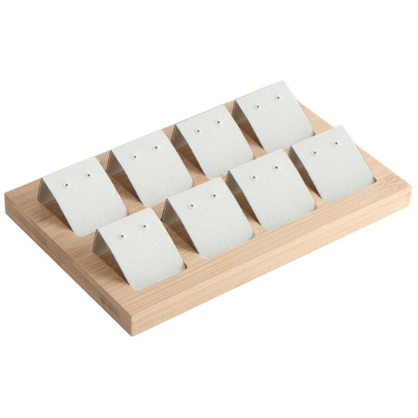 1/2/3 trä örhängeskorthållare med bricka för smycketillbehör 8 Pair White 1Set
