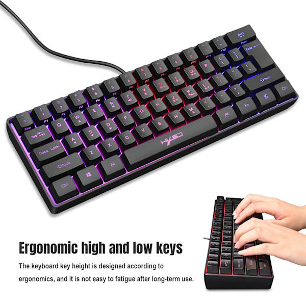 1/2 Gaming Mini Trådlöst tangentbord RGB Bakgrundsbelyst USB för bärbara datorer Black keyboard 11.5x4.02x1.57 Inch 1Set