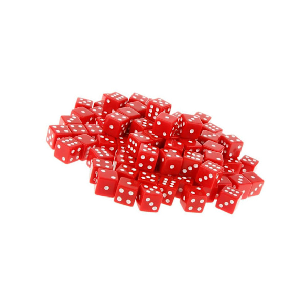 100 x ogenomskinliga 16 mm sexsidiga RPG-spel med tärningar Red