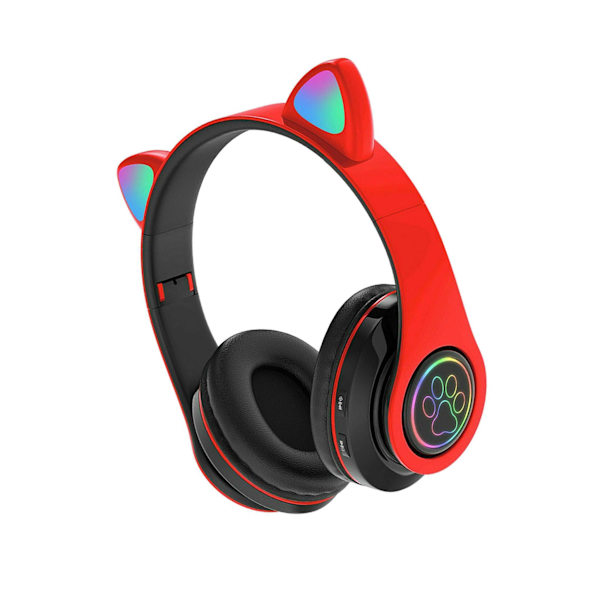 1/2 Universal Cat Ear Wireless Bluetooth 5.0 Headset Hörlurar Red 150x130x5mm 1Set