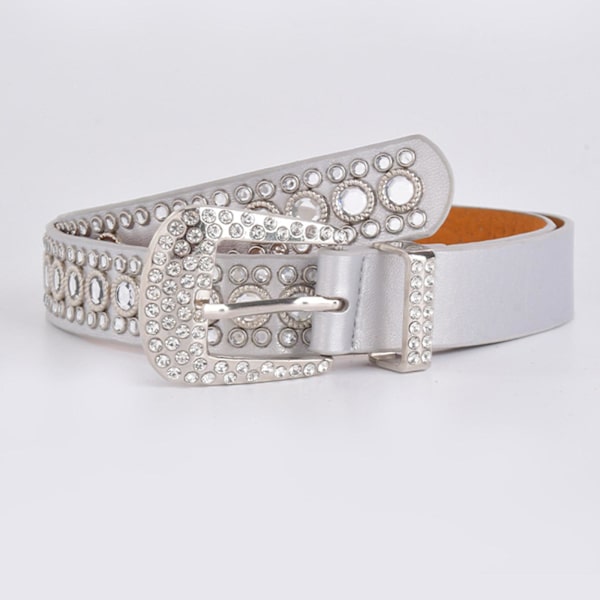 1/2/3/5 Rhinestones Bälte Mode PU Läder Kristallbälten White 105cm 1Set