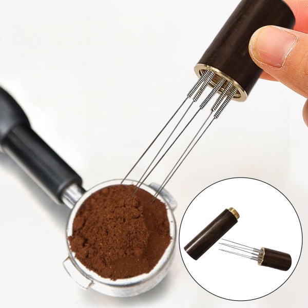 1/2/5 Coffee Tamper Distributör Kaffe Distributör Leveler Trä 5 pins spiral 8.5 x 1.75cm 5Set