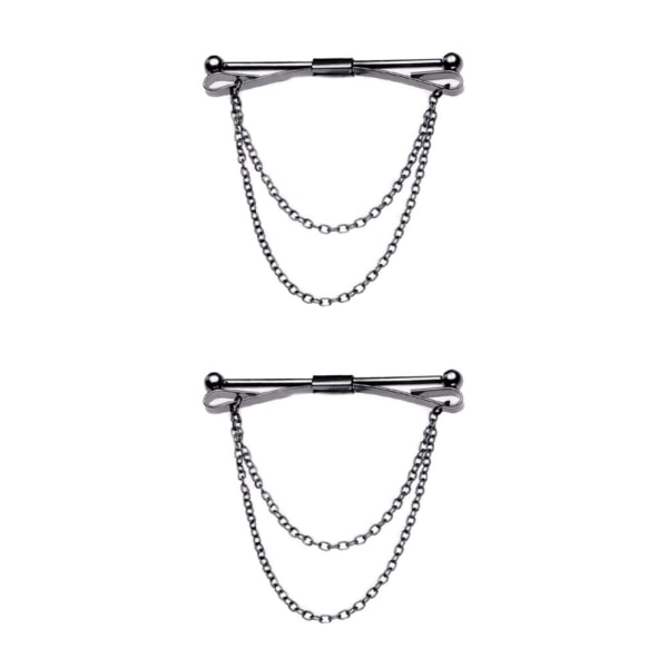 1/2/3/5 Mode mäns krage Bar Pin med kedja Cravat spännen 2Set