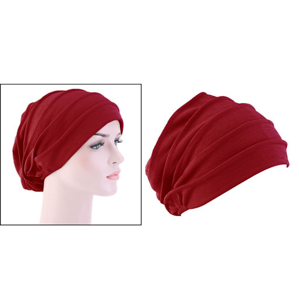 1/2/3/5 Cap Bomullshuvud För Cover Håravfall Mjuk Purplish Red 56-58cm 1Set