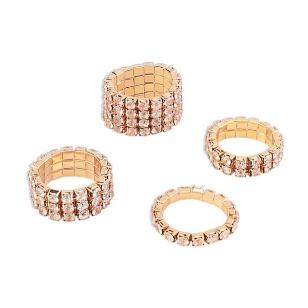 1/2/3/5 Stretch Crystal Ring Utsökt inläggning för Elegant silver 1 row 5PCS