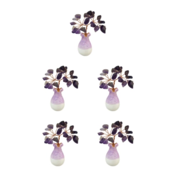 1/2/3/5 Mini Crystal Tree Wealth Luck Tree Positiv energi för Purple crystal 5cm 5Set