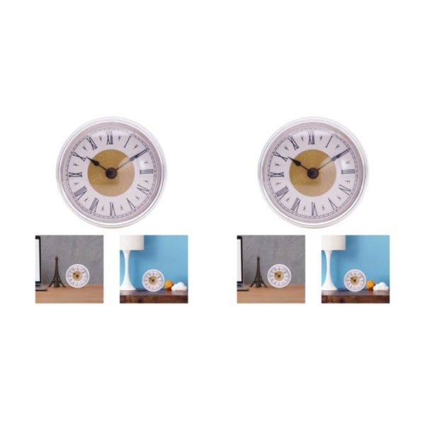 1/2 80 mm Silverfälg Insert Klocka Movement Quartz Battery Fit 3in 2Set