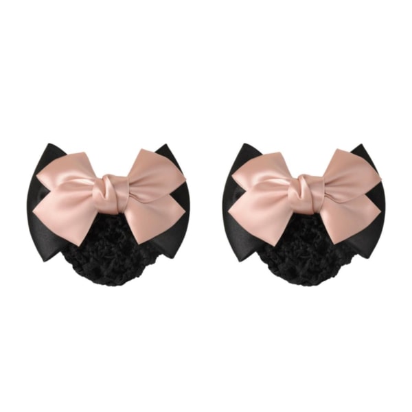 1/2/3/5 tyg lätt att bära Elastiska hårnät för moderiktiga Two Bows- light pink 2Set