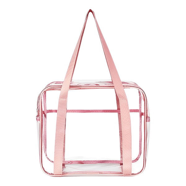 PVC kosmetisk väska med stor kapacitet för kvinnor Transparent och Pink