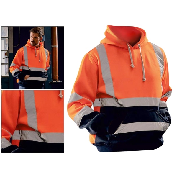 1/2 Säkerhet High Visibility Herr Hoodie Sweatshirt Toppar Sport orange XXL 1Set