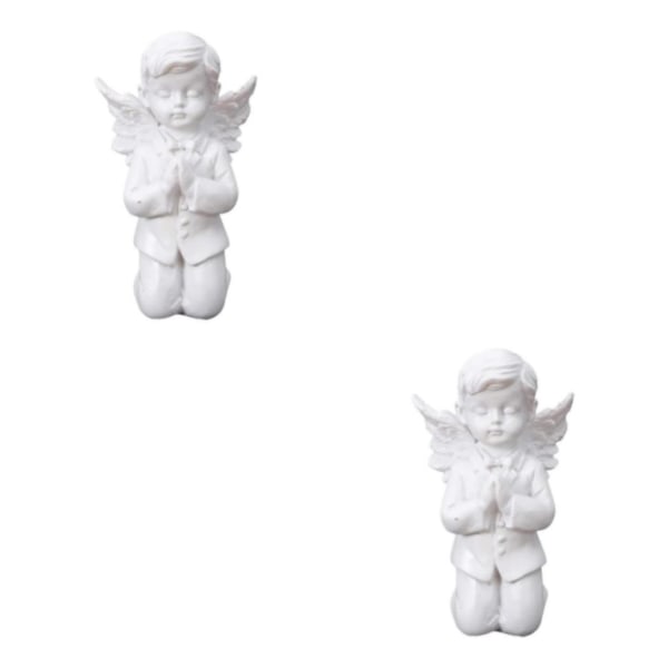 1/2 Resin White Angel Staty Desktop Decor Collection Window prayer boy 2Set