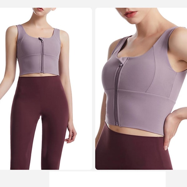 1/2/3 Womens Front Zip Sport BH För bekväma vadderade Shapewear Light Violet XL 1Set