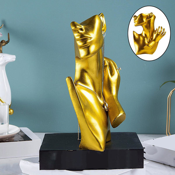 Resin smycken skyltdocka byst display för halsband örhänge kvinnor Gold