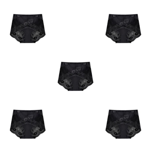 1/2/3/5 Summer Women Hollow Design Sexiga Underkläder Spets Mesh Black L 5PCS
