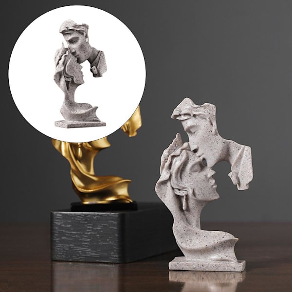 1/2 par kysser staty sovrum heminredning prydnadsfigurer Gray 7.6x3.1x13.4cm 1Set