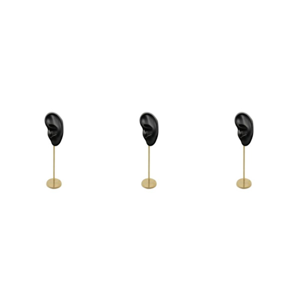 1/2/3 Örhänge Display Stand Human Ear Model Stud Holder Showcase Left Ear Black Height: 18cm 3Set