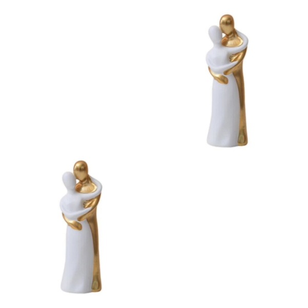 1/2 Resin Familj Par Statyett Skulptur Skrivbordsdekoration Fall in love Gold Medium 2Set