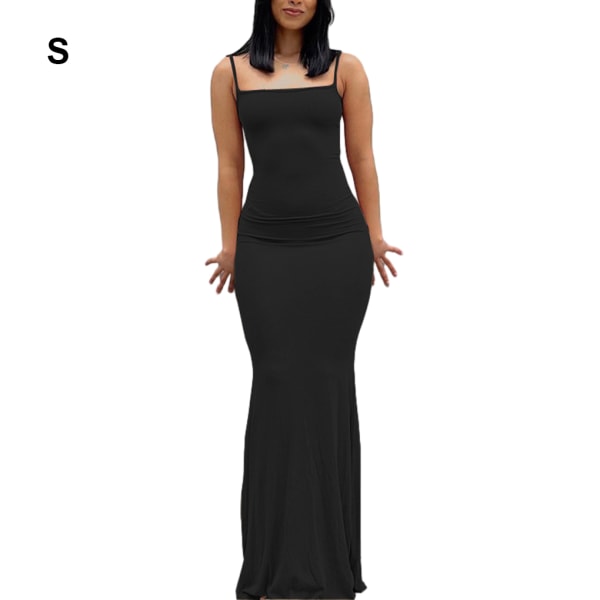 Lång kjol Bodycon Klänning Festkläder Midi Asymmetrisk Black/S