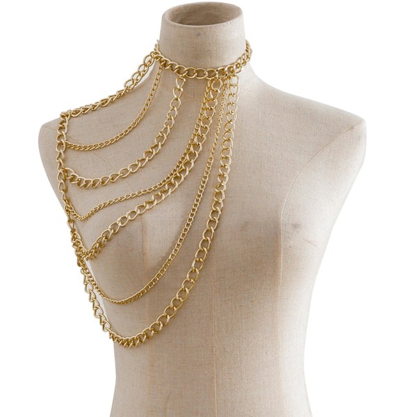 1/2/3/5 Body Chain Multi lager En Shoulder Smycken Tofsar Golden 5Set