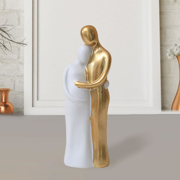 1/2 Resin Familj Par Statyett Skulptur Skrivbordsdekoration Pregnancy Gold Medium 1Set