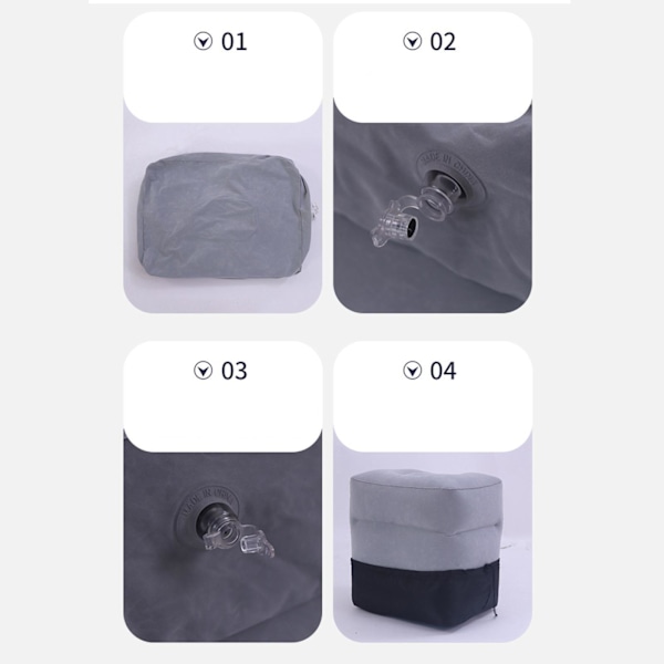 1/2 uppblåsbart fotstöd 3 lager fotpall Fotstödskudde Deep Gray 40 x 30 x 43cm 1Set