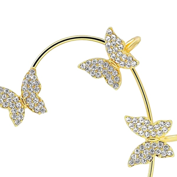 1/2/3/5 Clip Earring För Butterfly Ear Cuff Clip för Daily Gold Left 5.2cm 5Set