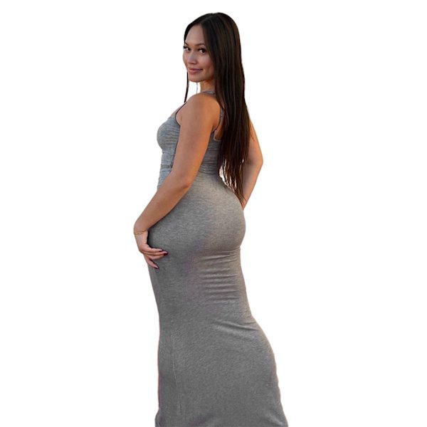 Lång kjol Bodycon Klänning Festkläder Midi Asymmetrisk Gray/XXL